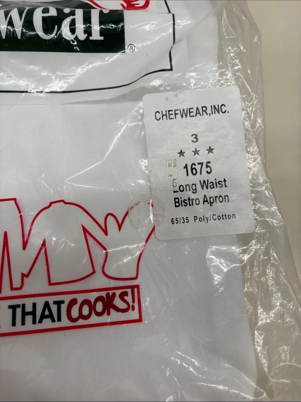 NWT Chefwear White Cotton Long Waist Bistro Apron